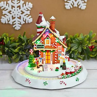 Light Up Snow Scene Christmas Decoration Candy Shop Music Moving Train LED 27cm • £47.99