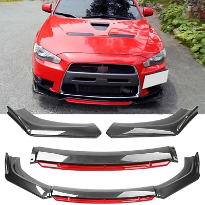 $119.73 • Buy For Mitsubishi Lancer EVO X 10 Carbon Fiber Front Bumper Lip Splitters Spoiler