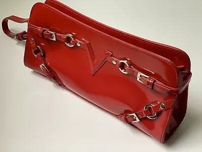 Via Spiga Red Hard Leather Handbag Silver Hardware Rectangle￼ Handbag • $45