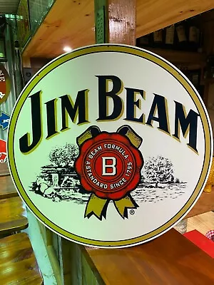 Jim Beam Huge 560mm Diameter Tin Metal Sign Perfect Hot Rod Bar Man Cave • $99