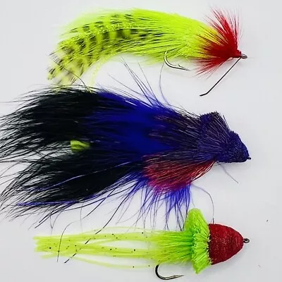 3 Pack Fly Fishing Bass Fly Assortment - Hula Diver Meat Puppet & More! • $15