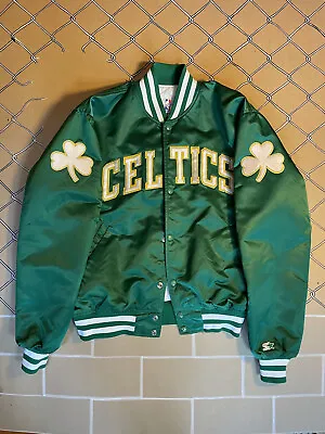 $199 • Buy Vintage 80s 90s Starter NBA Boston Celtics Green Satin Bomber Jacket Size Large
