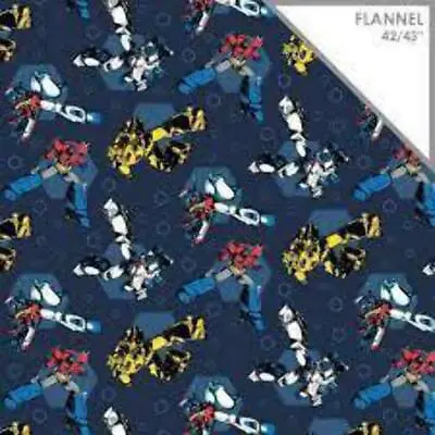 Transformers Retro Dark Blue Flannel Fabric • $10.49