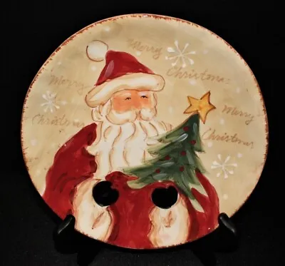 Maxcera Woodland Santa And Christmas Tree 8  Round Salad Plate • $15