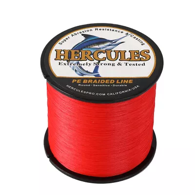 HERCULES Braided Fishing Line Red 100M - 1000M PE Super 6LB-300LB 4 & 8 Strands • $15.39