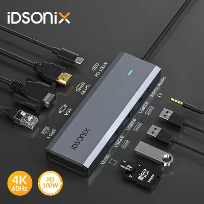 IDosnix 10 In 1 USB-C Type C HDMI USB 3.0 HUB Adapter For MacBook Pro IPad • $43.31