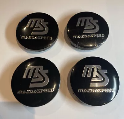 MAZDASPEED Black Wheel Center Caps 56mm Emblem 4pc MX5 RX7 RX8 MAZDA Cap • $45