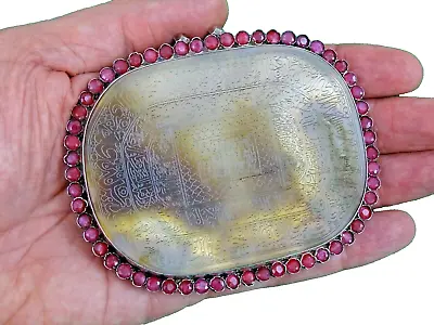 FINE ANTIQUE MUGHAL ISLAMIC PENDANT AMULET ARABIC CALLIGRAPHY SILVER RUBY India • $1795