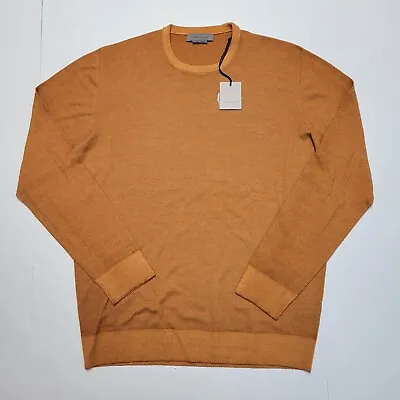 $545 CORNELIANI Men's Large 54 Burnt Orange MERINO WOOL Knit Sweater ITALY Made • $200