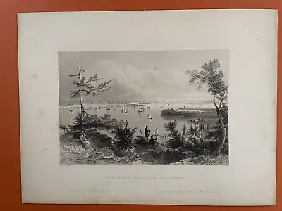 Orig W.H. Bartlett 1839 Engraving  New York From Weehauken Publ. Geo. Virtue • $25.99