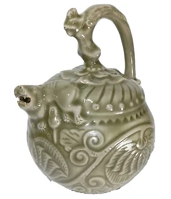 Chinese Song Dy Yaozhou Kiln Porcelain Regorge Pots Dragon Green Teapot Decor • $206.15