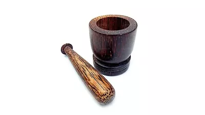 Motar And Pestle / Made By 100% Fishtail (kithul) Palm Wood For Grind Spices • $12.89