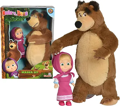  Masha Plush Set With Bear And Doll Toys For Kids Ages 3+ Nylon 9.8 Inches • $36.86
