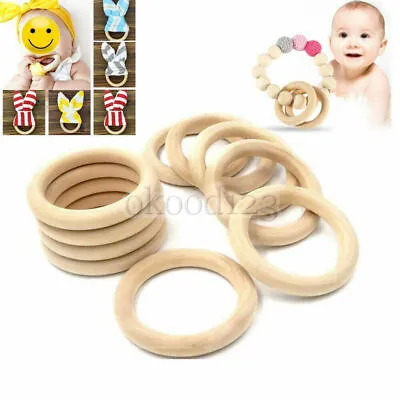 £3.69 • Buy 20x Baby Natural Teething Wood Rings Wooden Set DIY Crafts For Macrame Jewellery
