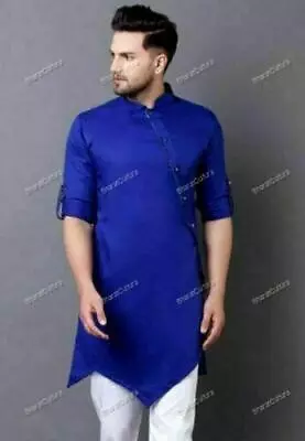 Mens Wear Cotton Handmade Shirt All Size Tunic Indian Top Clothing Long Kurta • £35.50