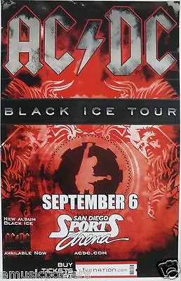 $15.61 • Buy AC-DC 2009  BLACK ICE TOUR  SAN DIEGO CONCERT POSTER -Aussie Heavy Metal Legends
