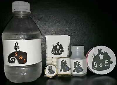 @monogram Disney Silhouette Wedding Labels Kiss Nuggets Bubbles Water Favors@ • $5