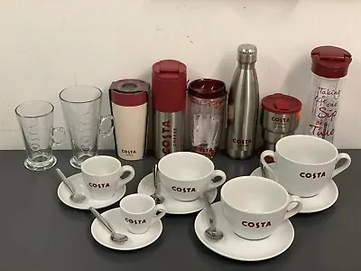£21.99 • Buy Costa Coffee Cups & Saucer Travel Glass Bottles Mugs Latte Glasses Many Designs