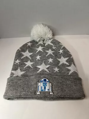 Star Wars BEANIE W/ POM POM R2-D2 - GRAY GREY CUFFED STARS One Size Fits Most • $9.99