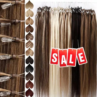 CLEARANCE Micro Ring Loop 100% Remy Human Hair Extensions Link Beads Many Color • $36.40