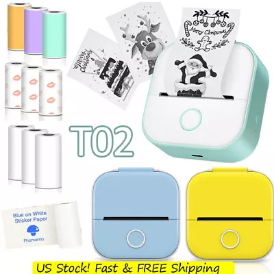 Mini Printer - T02 Mini Portable Small Printer With Paper Sticker Print Machine • $8.99