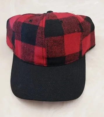 George Red & Black Plaid Baseball Trucker Hat Polyester Wool Blend One Size 3M11 • $8