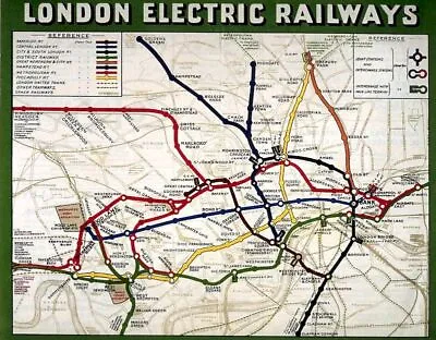 Vintage London Underground Electric Railway Travel Map Poster Art Print A3 A4 • £4.50