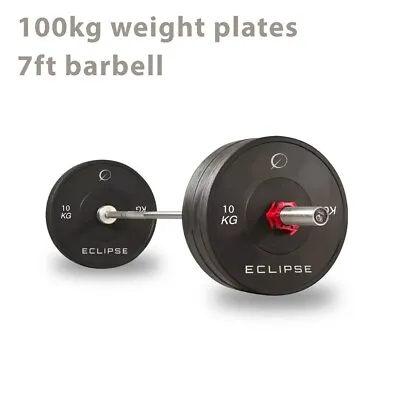 100kg Olympic Barbell Kit With Bumper Plates & 7ft Bar • £369.95