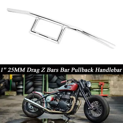 $41.59 • Buy Motorcycle Drag Z-Bar Pullback Handlebar For Bobber Suzuki Honda 1  25mm Chrome