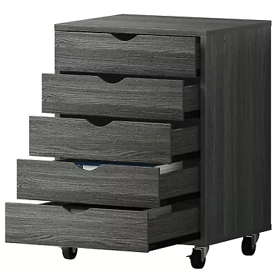 5-Drawer Chest Mobile File Cabinet Chest Of Drawer With Wheels Lockable Office • $82.99