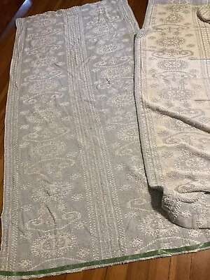 2 Panels 40 X 82” MCM Vintage Curtains Drapes Frm Chenille Bedspread Reversible! • $25