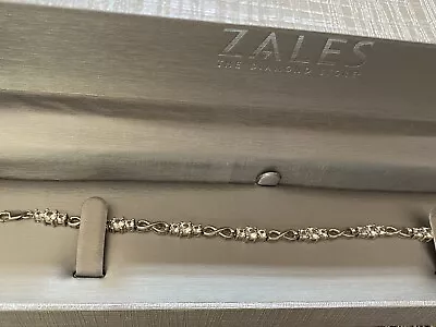 $75 • Buy Zales 925 Sterling Silver & CZ Bracelet 7 1/2 “  W Box