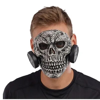 Skull Gas Mask Halloween Mask Half Face Skeleton Bloody Scary Grim Reaper • £10.99