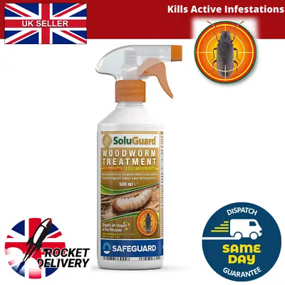 £9.99 • Buy SAFEGUARD Soluguard Woodworm Treatment,High Strength Woodworm Killer Spray 500ml