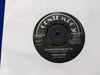 Fontella Bass Its Hard To Get Back In 1973 UK Contempo Records 7  CS 2032. • £2