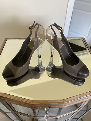 Chanel Shoes 39/8 Two Tone Pump Sandels Clear Heels Comfortable Slingback. Clear • $899