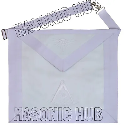 Masonic Past Master Apron All White 100% Lambskin - Hand Embroidered • $37.99