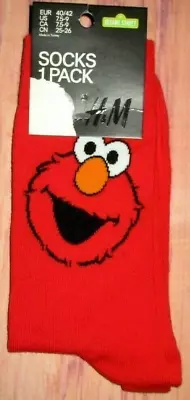 Mens H&m Sesame Street Elmo Red Crew Socks Size (7.5 - 9) • $12.90