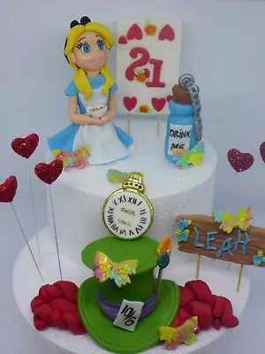 Edible Alice In Wonderland/Mad Hatter  Name/Age Birthday Cake Topper • £14