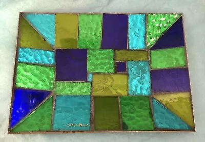 MCM Georges Briard Stained Glass Mosaic Tray Vintage 1960's Blue & Green • $59.95