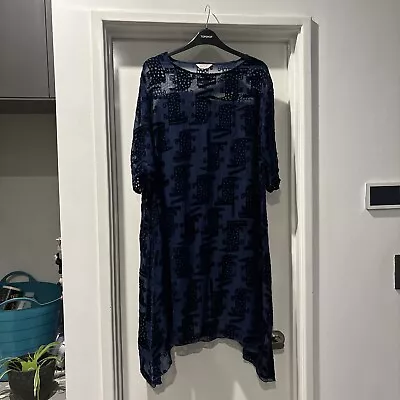 Gorman ‘Crocodile Tears’  Velvet Sheer Dress 3/4 Sleeve Navy 10 • $35