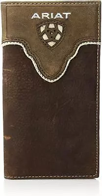 Ariat Mens Distressed Leather Rodeo Western Wallet Checkbook Cover (Brown) • $49