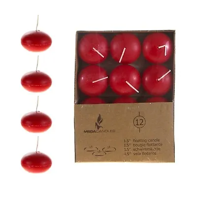 Mega Candles - Unscented 1.5  Floating Disc Candles - Red Set Of 36 • $23.97