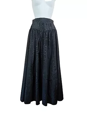 Marion Donaldson Maxi Skirt Size 6/8 Black Watered Silk Effect Viscose Victorian • £35