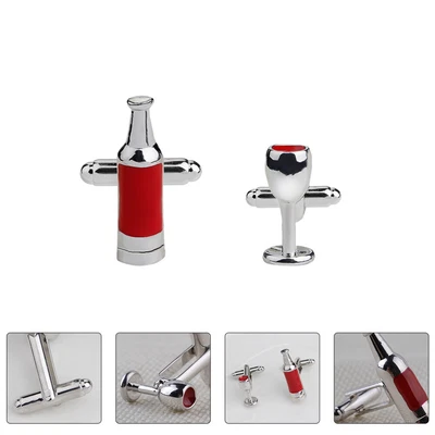 £3.87 • Buy Wine Bottle Glass Cufflinks Silver Party Vintage