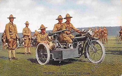 Motor Cycle Machine Gun Squad US Army WWI Postcard • $7