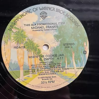 Michael Franks ‎– When The Cookie Jar Is Empty 12  Vinyl 1978 Warner Bros. • $14.99