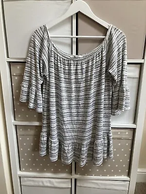 Ladies George Grey Striped Off Shoulder Jumper Size 20 • £3.99