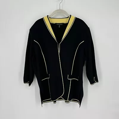 Ming Wang Sweater Women’s 1x Black Yellow Plus Size Workwear Career Cardigan • $50