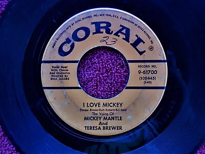 Mickey Mantle &teresa Brewer    I Love Mickey    New York Yankees  1956 45 • $15.99